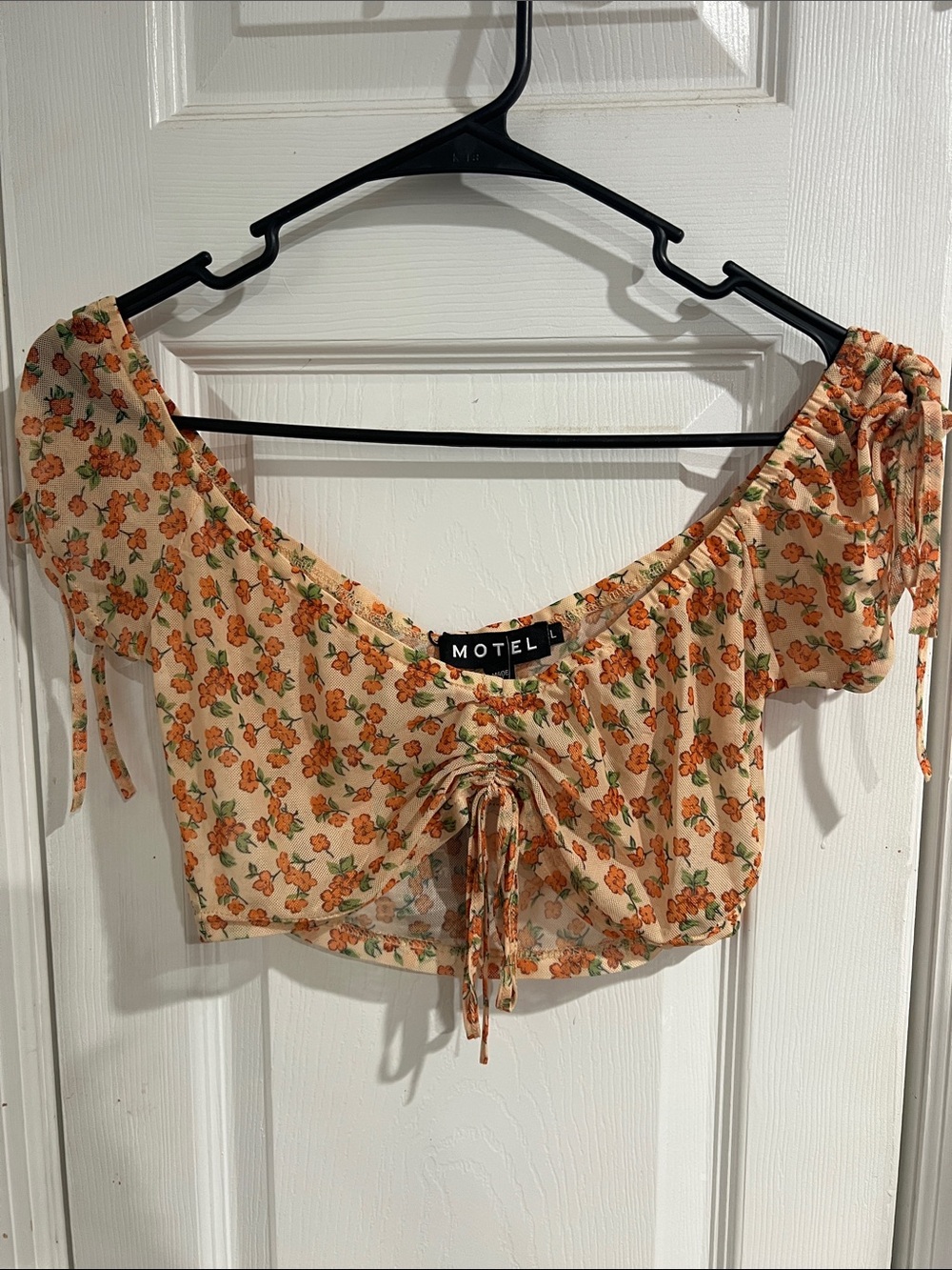 Motel Rocks Cream Crop Top with Orange Floral Print